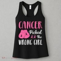 Breast Cancer Awareness Pink Boxing Gloves Cancer Picked The Wrong Girl Women's Tank Top thumb 3