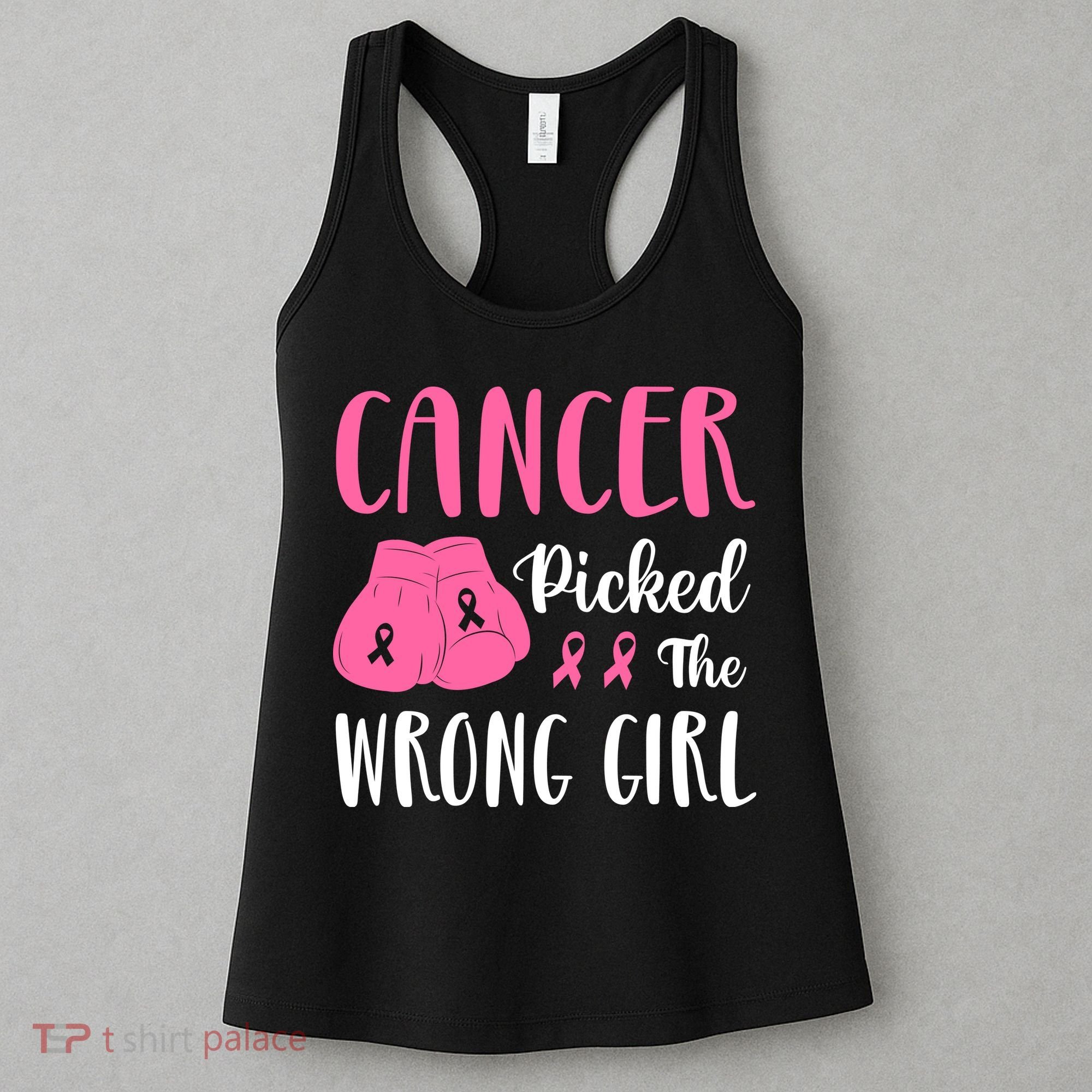 Breast Cancer Awareness Pink Boxing Gloves Cancer Picked The Wrong Girl Women's Tank Top