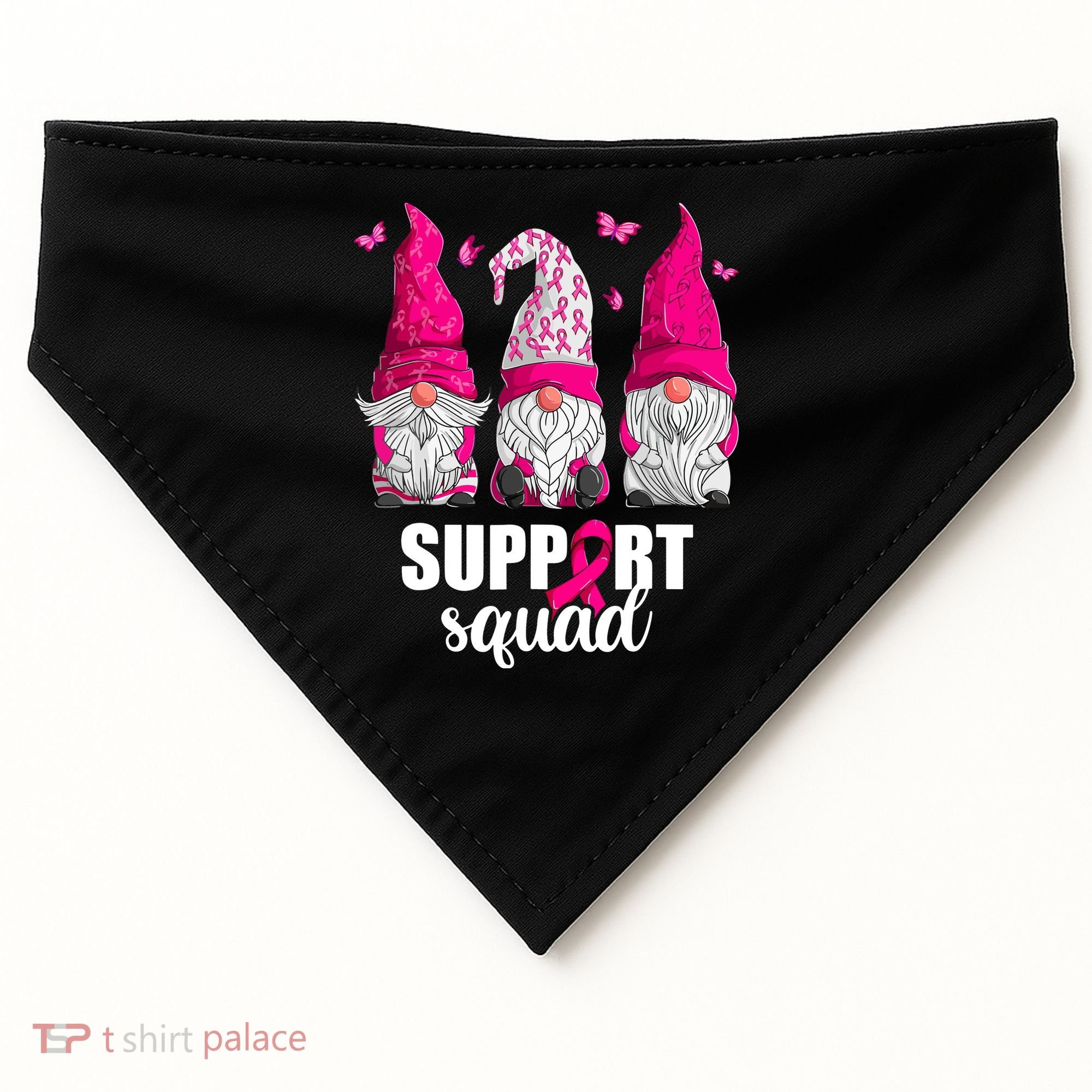 Breast Cancer Awareness Pink Gnomes Support Squad Gifts USA-Made Doggie Bandana