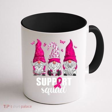 Breast Cancer Awareness Pink Gnomes Support Squad Gifts Coffee Mug back