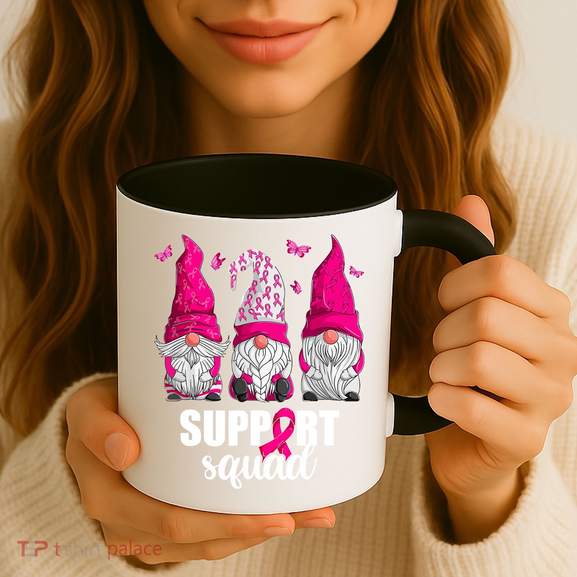 Breast Cancer Awareness Pink Gnomes Support Squad Gifts Coffee Mug
