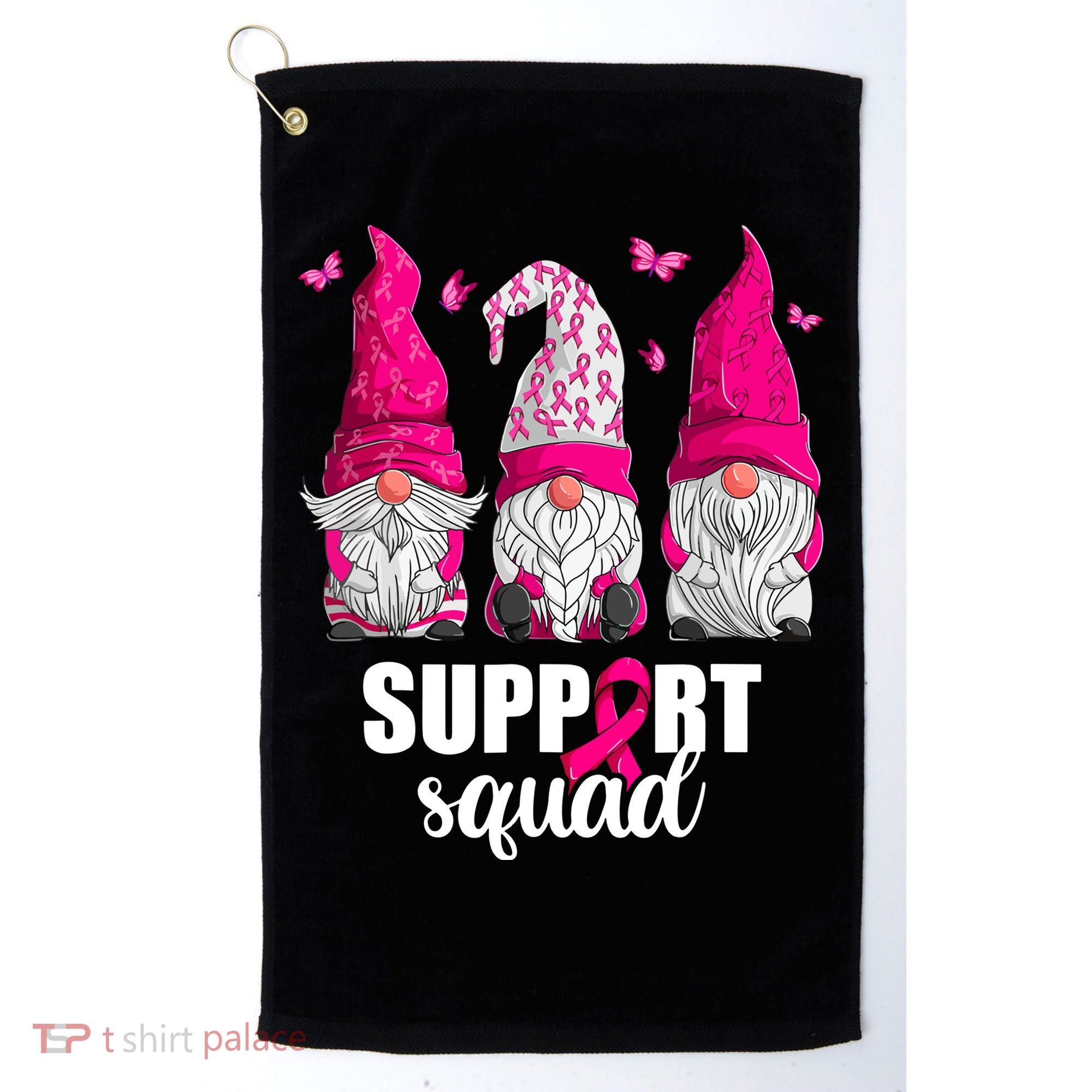 Breast Cancer Awareness Pink Gnomes Support Squad Gifts Golf Towel