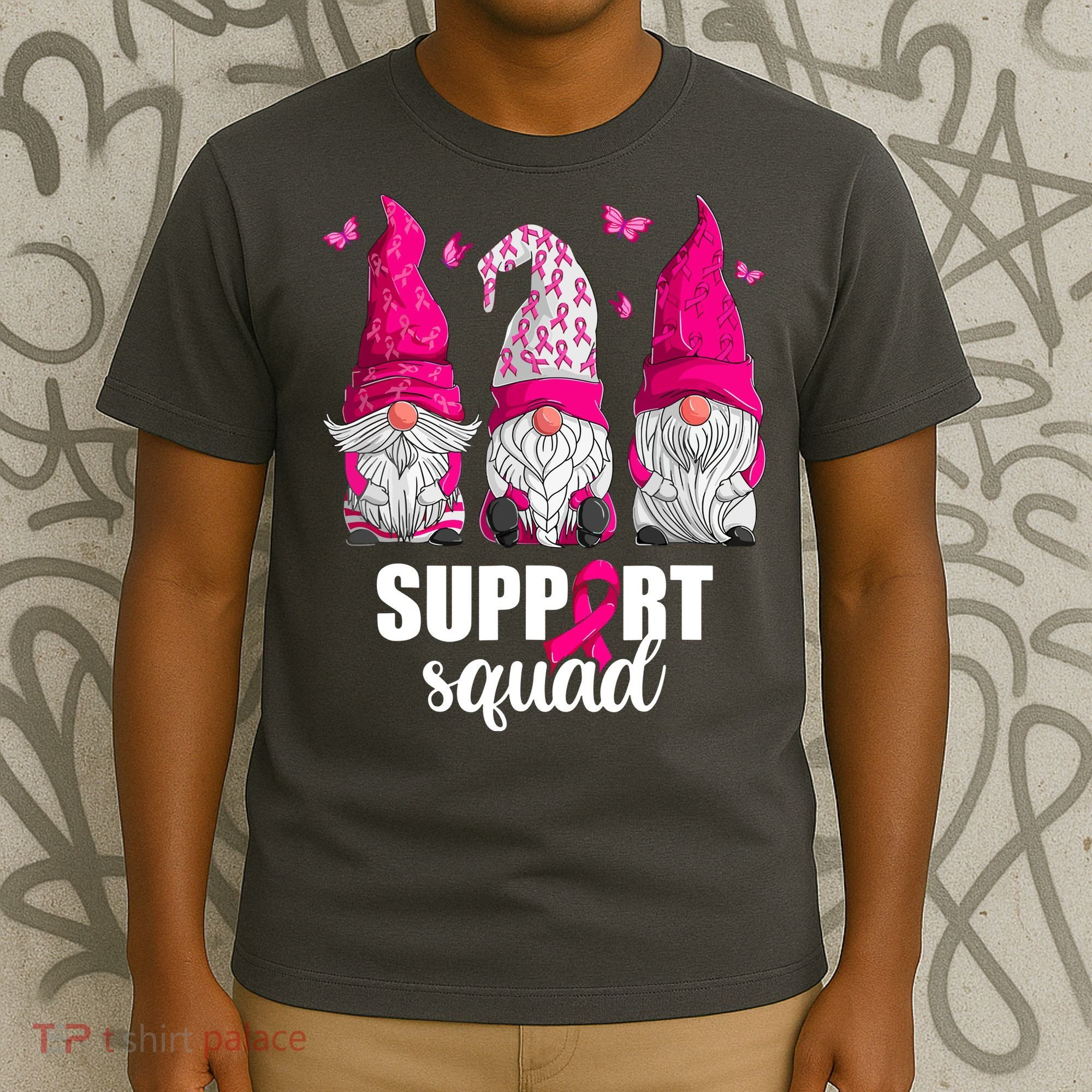 Breast Cancer Awareness Pink Gnomes Support Squad Gifts T-Shirt