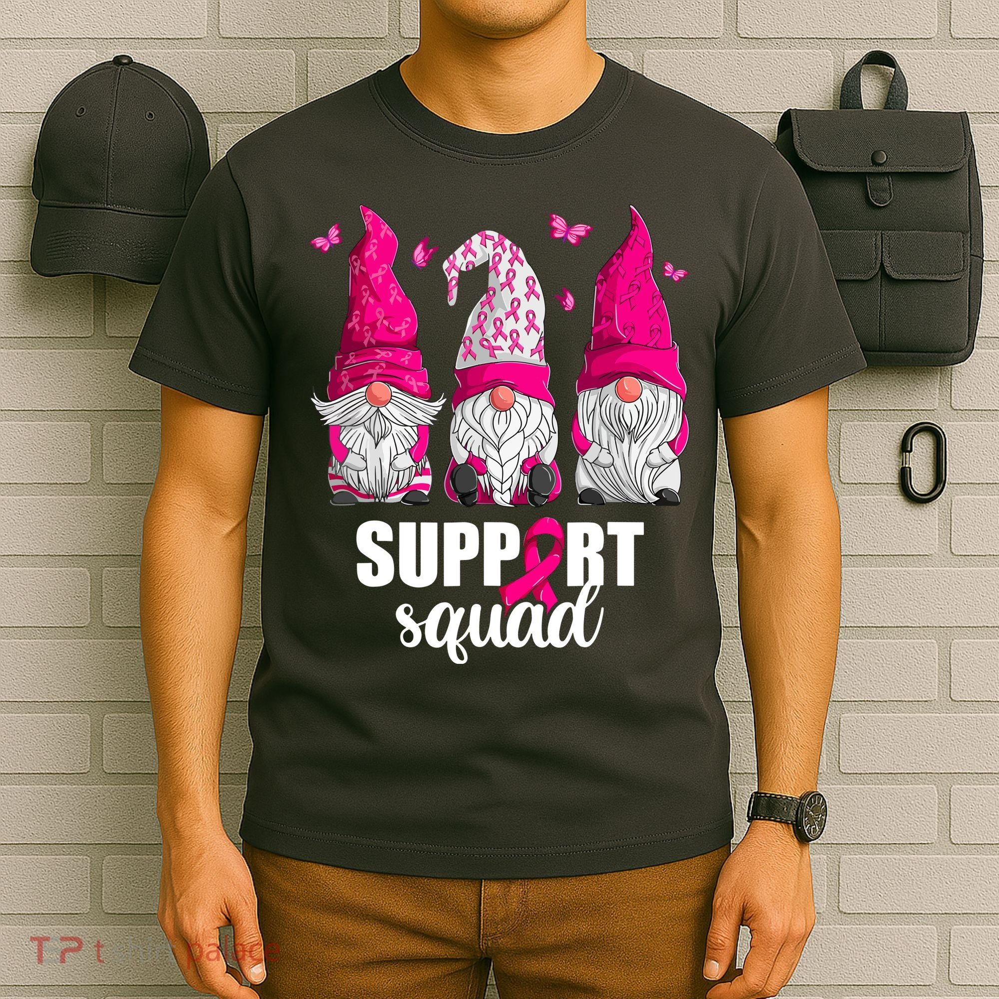 Breast Cancer Awareness Pink Gnomes Support Squad Gifts T-Shirt