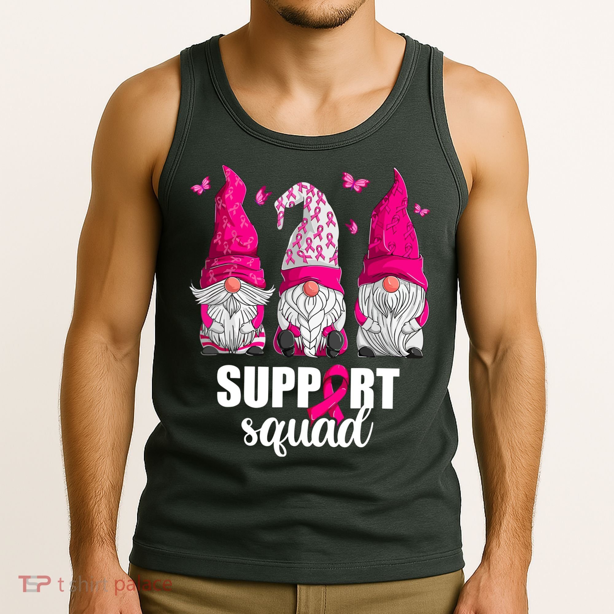 Breast Cancer Awareness Pink Gnomes Support Squad Gifts Tank Top