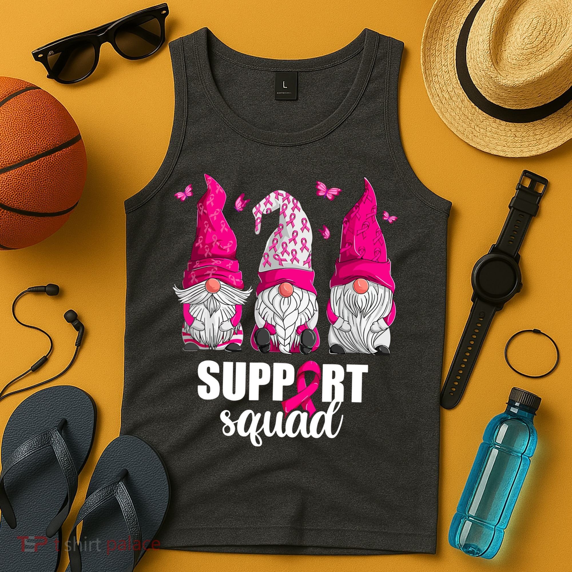 Breast Cancer Awareness Pink Gnomes Support Squad Gifts Tank Top