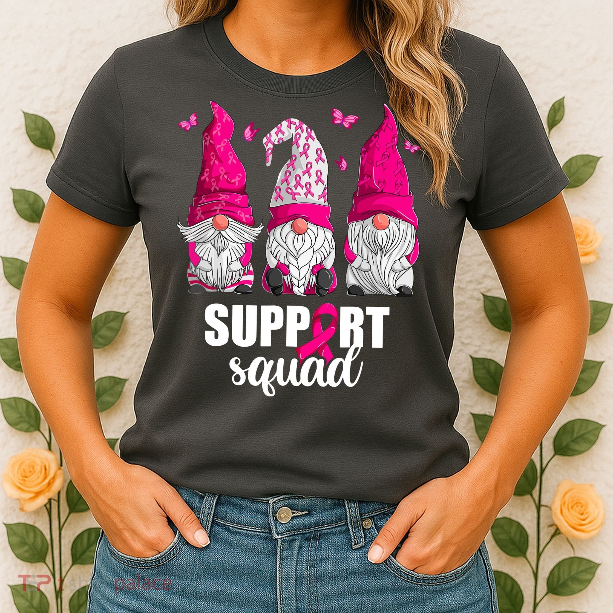 Breast Cancer Awareness Pink Gnomes Support Squad Gifts Women's T-Shirt