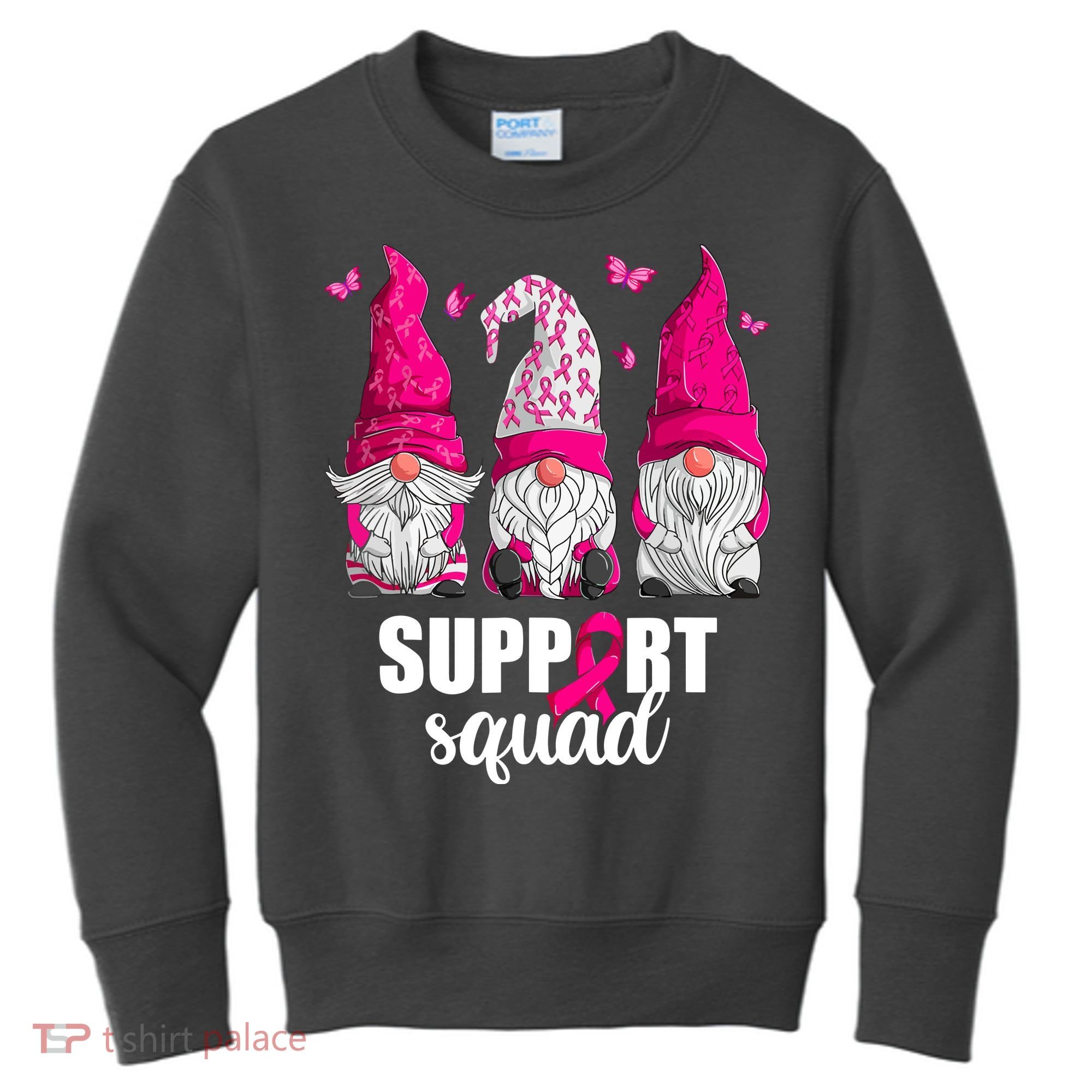 Breast Cancer Awareness Pink Gnomes Support Squad Gifts Kids Sweatshirt