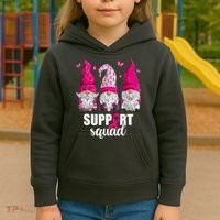 Breast Cancer Awareness Pink Gnomes Support Squad Gifts Kids Hoodie thumb 3