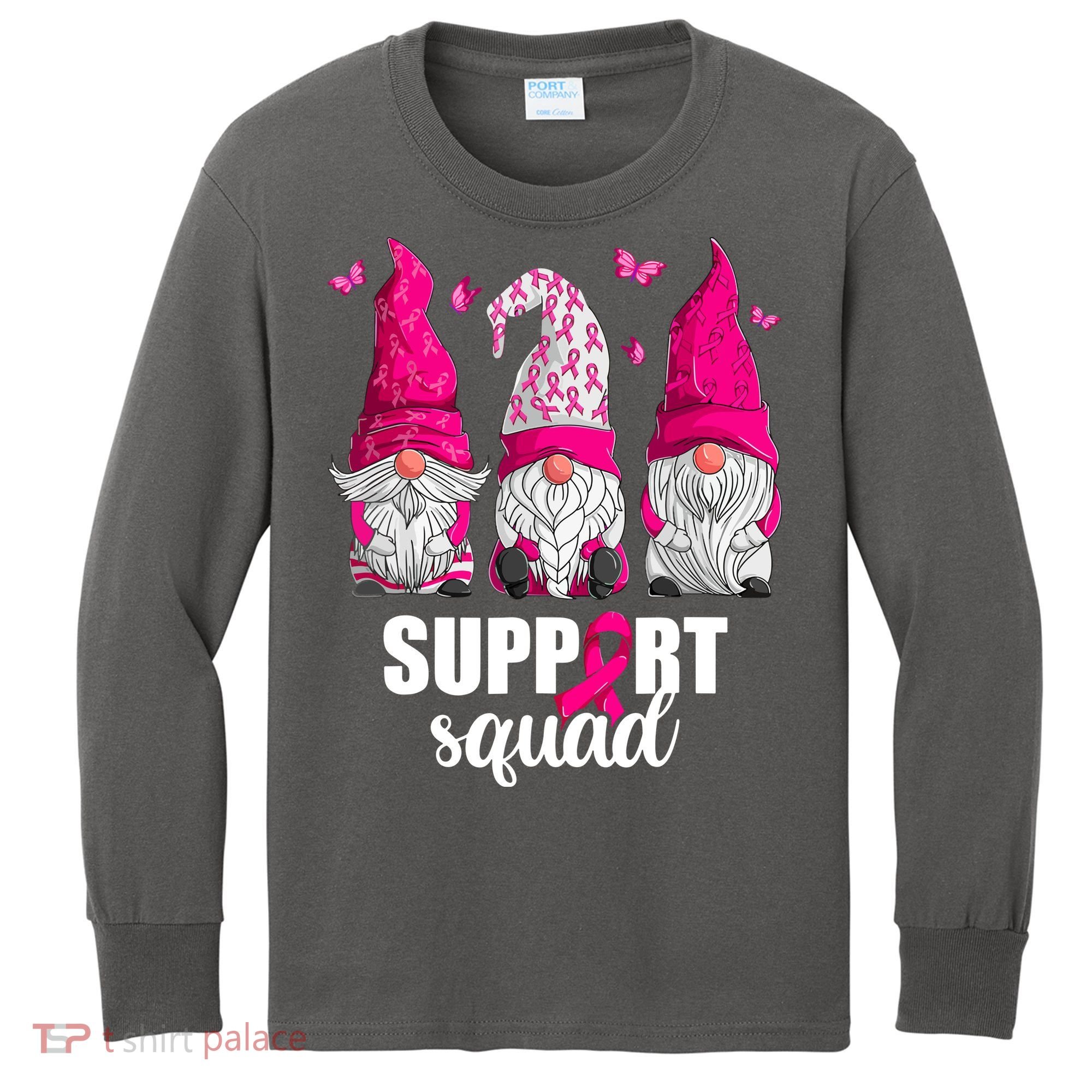 Breast Cancer Awareness Pink Gnomes Support Squad Gifts Kids Long Sleeve Shirt
