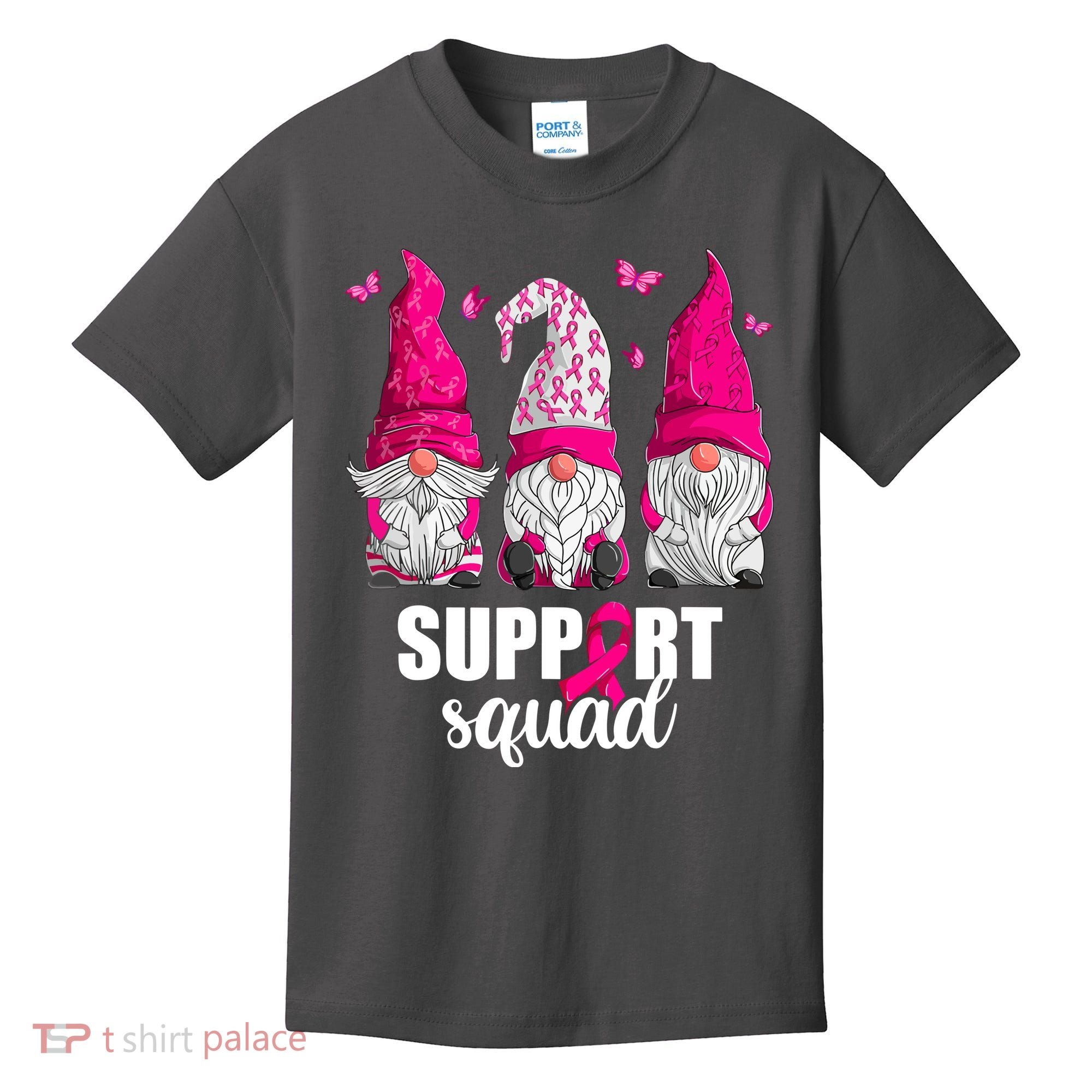 Breast Cancer Awareness Pink Gnomes Support Squad Gifts Kids T-Shirt