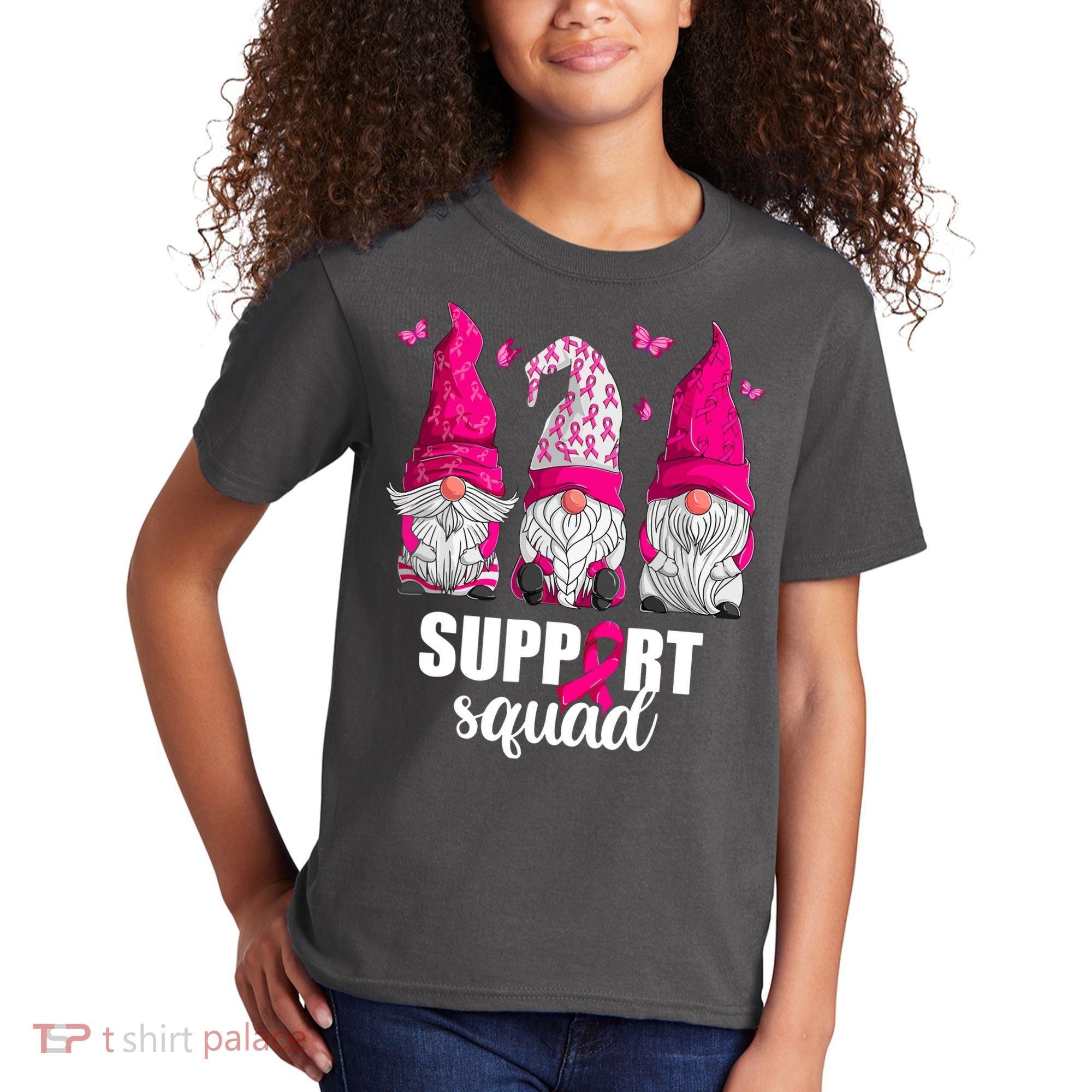 Breast Cancer Awareness Pink Gnomes Support Squad Gifts Kids T-Shirt