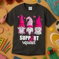 Breast Cancer Awareness Pink Gnomes Support Squad Gifts Kids T-Shirt thumb 3