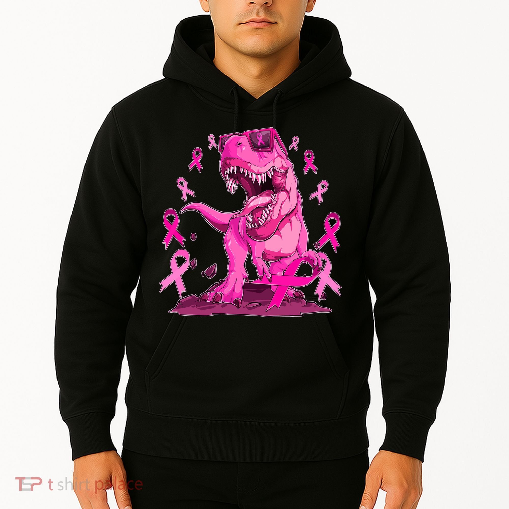 Breast Cancer Awareness Wear Pink Trex Dinosaur Hoodie