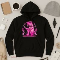 Breast Cancer Awareness Wear Pink Trex Dinosaur Hoodie thumb 3