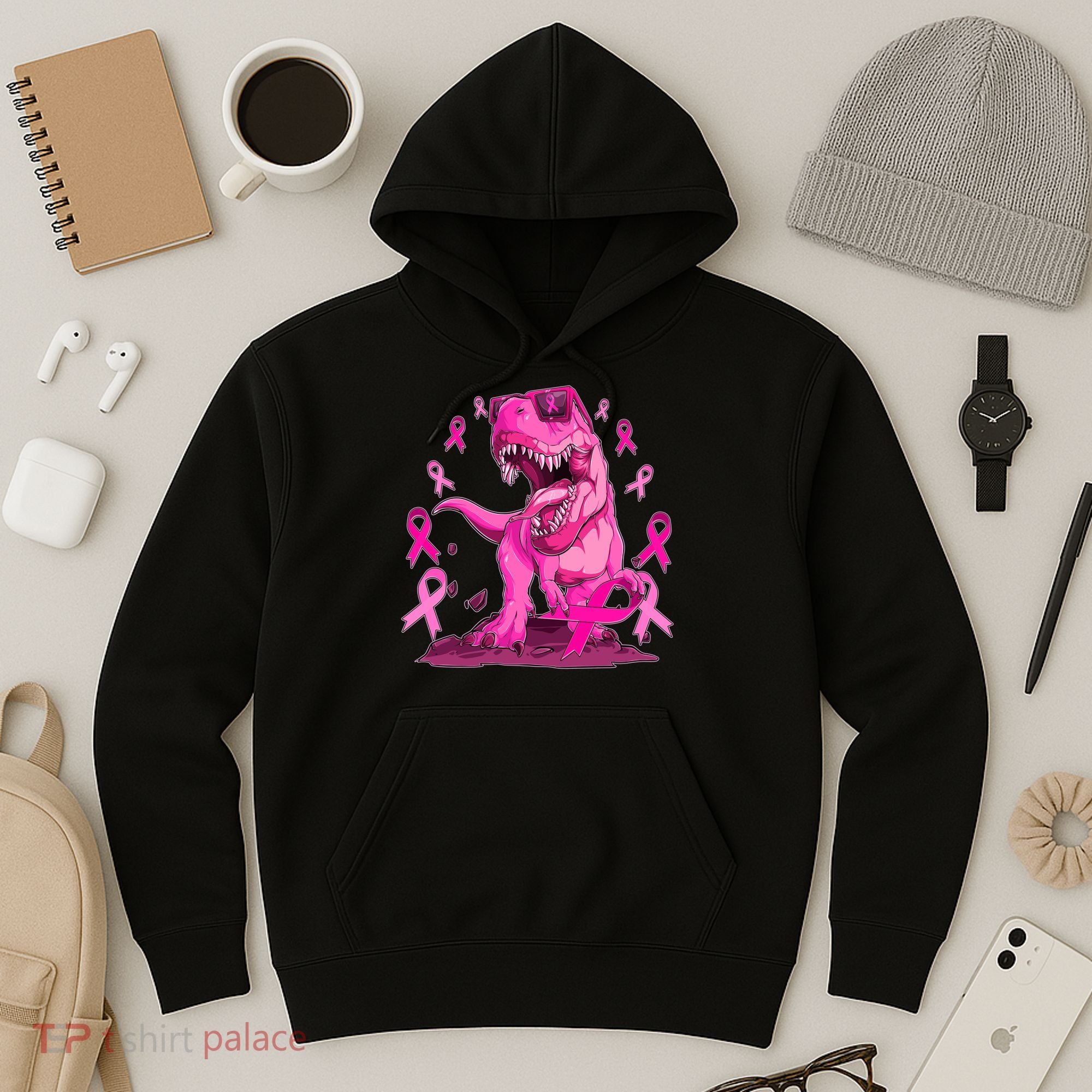Breast Cancer Awareness Wear Pink Trex Dinosaur Hoodie