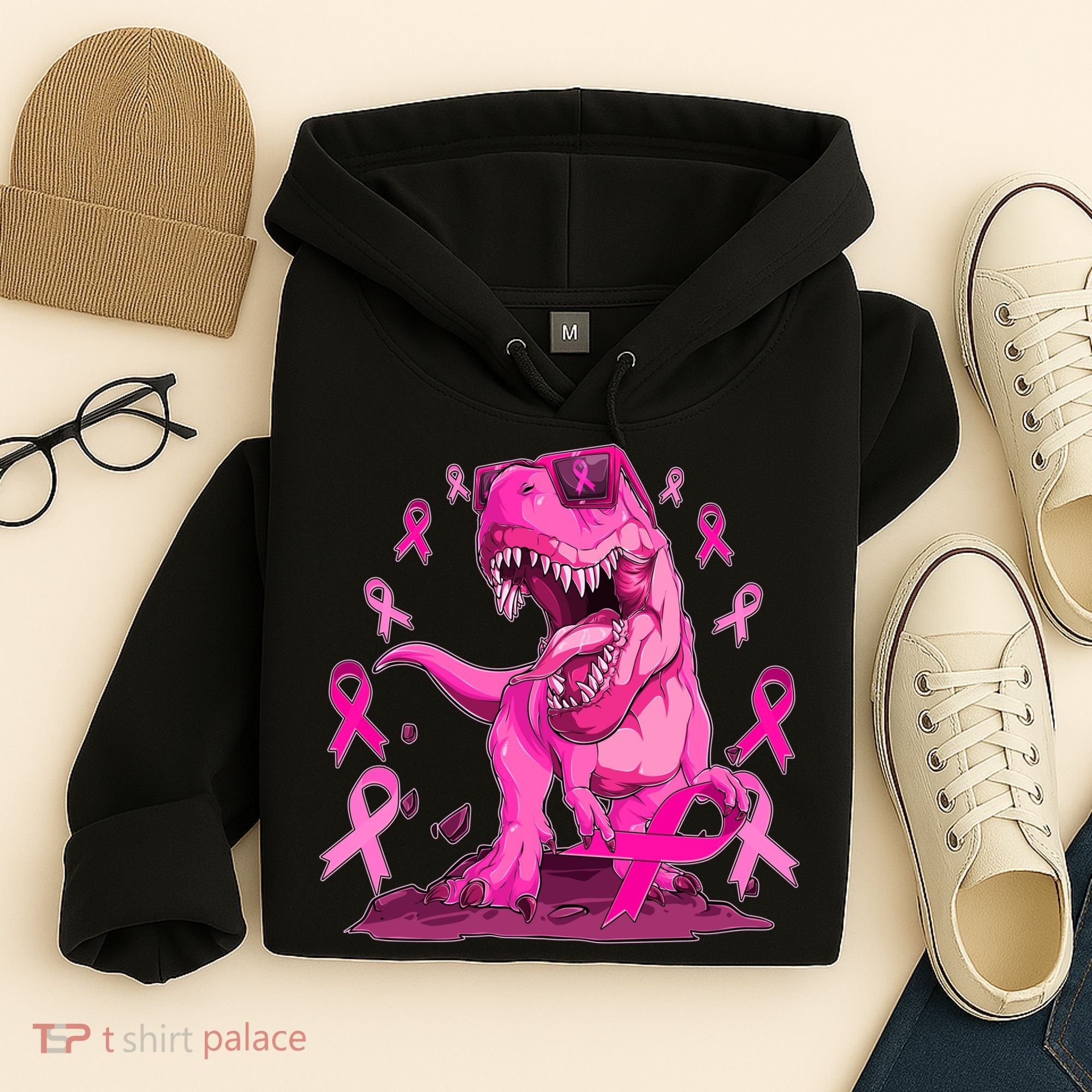 Breast Cancer Awareness Wear Pink Trex Dinosaur Hoodie
