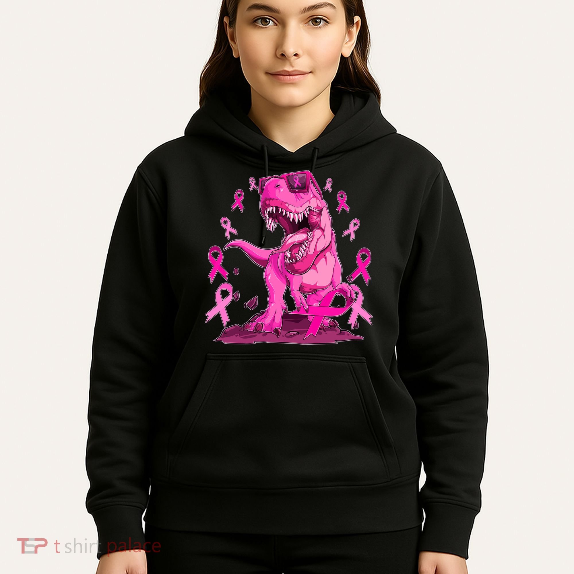 Breast Cancer Awareness Wear Pink Trex Dinosaur Hoodie