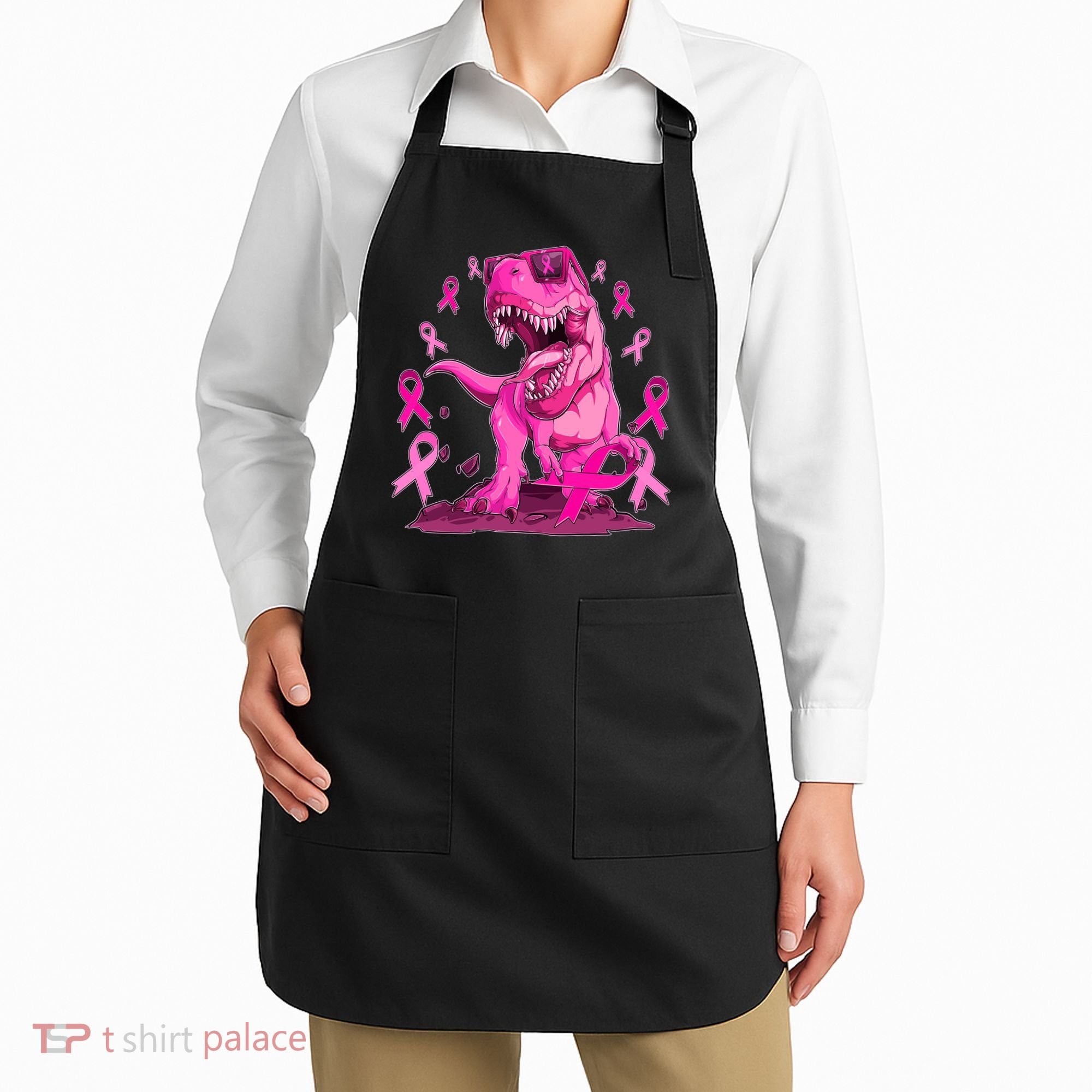 Breast Cancer Awareness Wear Pink Trex Dinosaur Apron