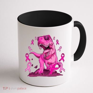 Breast Cancer Awareness Wear Pink Trex Dinosaur Coffee Mug back