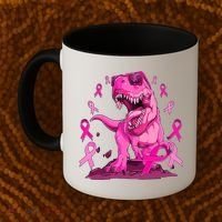 Breast Cancer Awareness Wear Pink Trex Dinosaur Coffee Mug thumb 2