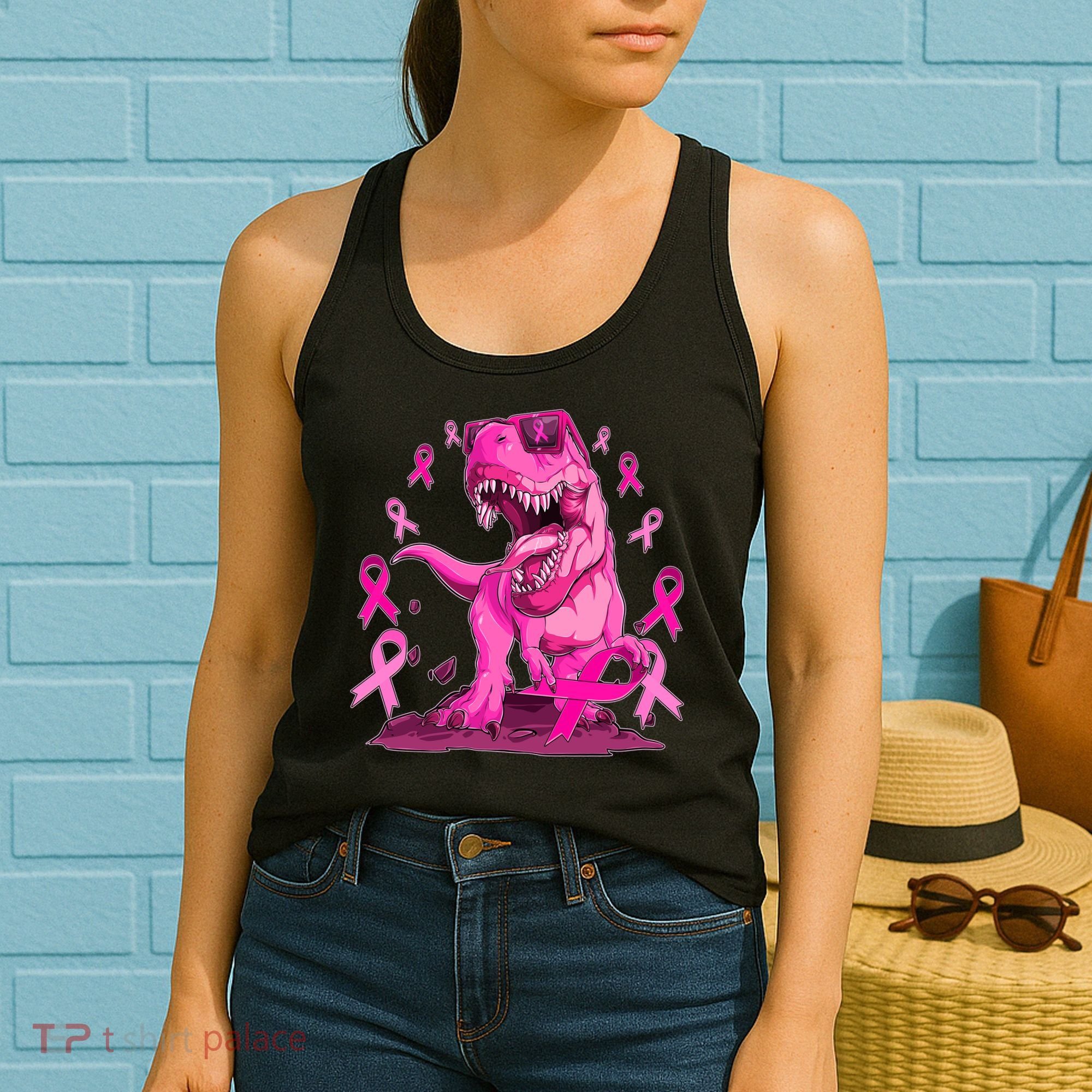 Breast Cancer Awareness Wear Pink Trex Dinosaur Women's Tank Top