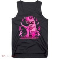 Breast Cancer Awareness Wear Pink Trex Dinosaur Tank Top thumb 0