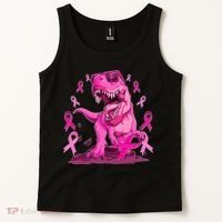 Breast Cancer Awareness Wear Pink Trex Dinosaur Tank Top thumb 2