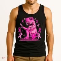 Breast Cancer Awareness Wear Pink Trex Dinosaur Tank Top thumb 3