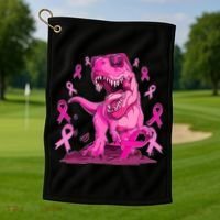 Breast Cancer Awareness Wear Pink Trex Dinosaur Golf Towel thumb 1