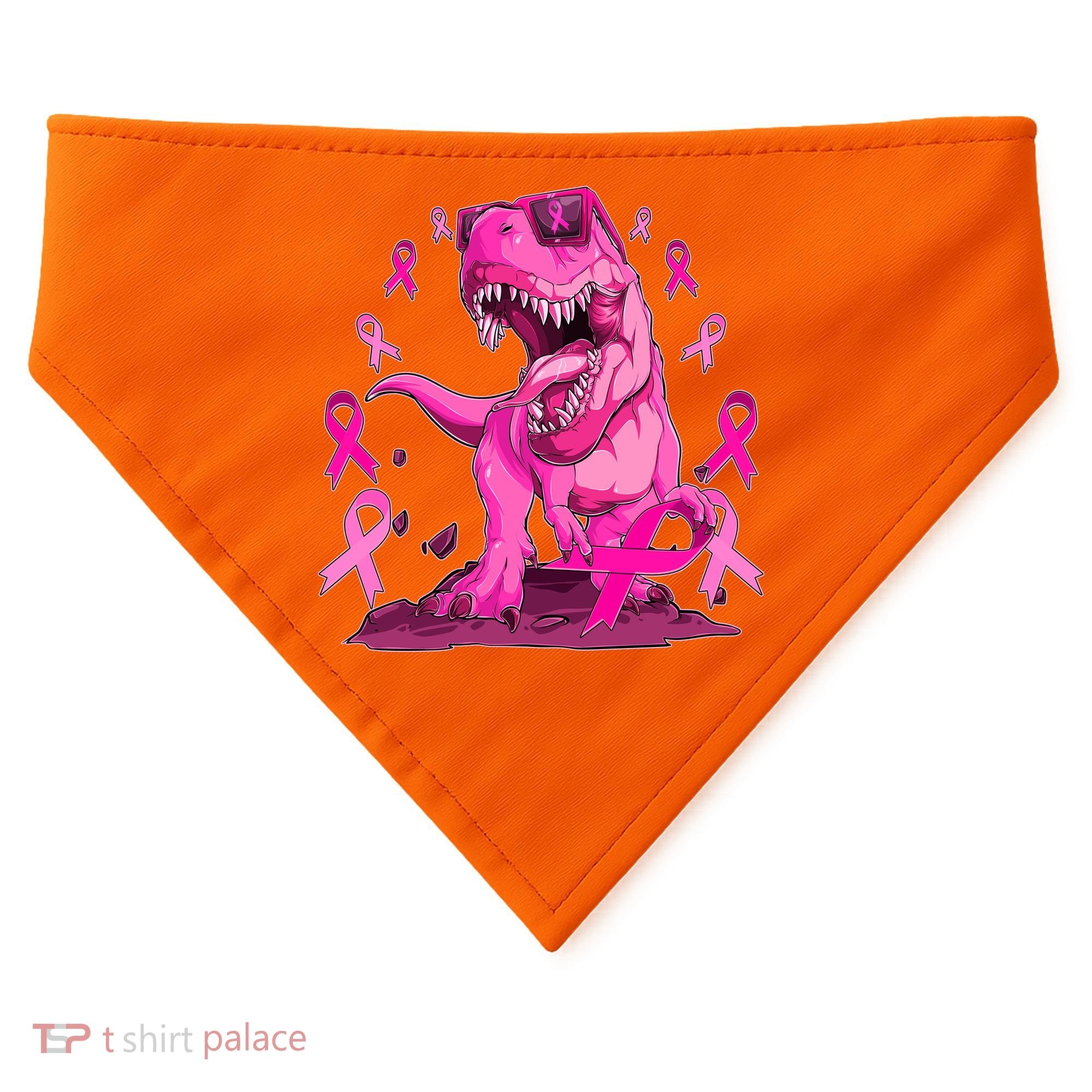 Breast Cancer Awareness Wear Pink Trex Dinosaur USA-Made Doggie Bandana