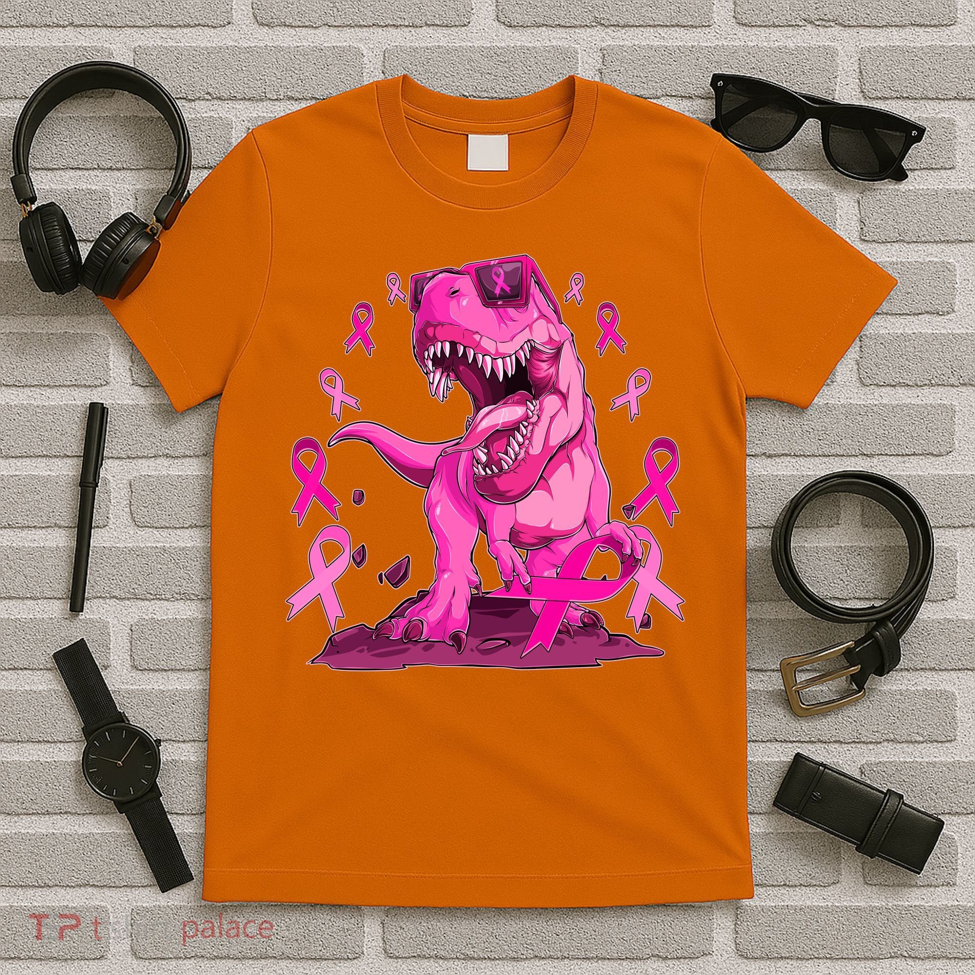 Breast Cancer Awareness Wear Pink Trex Dinosaur T-Shirt