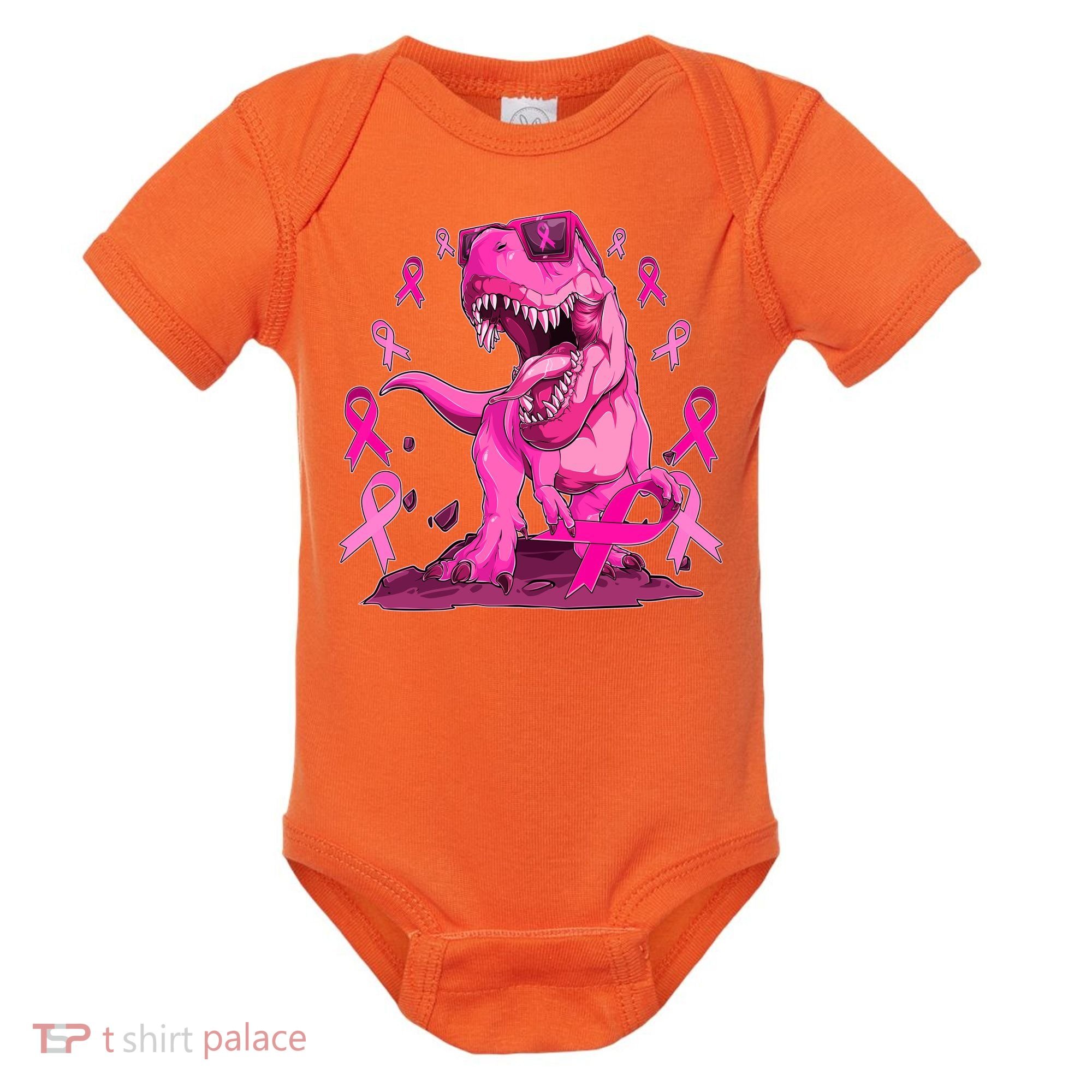 Breast Cancer Awareness Wear Pink Trex Dinosaur Baby Bodysuit