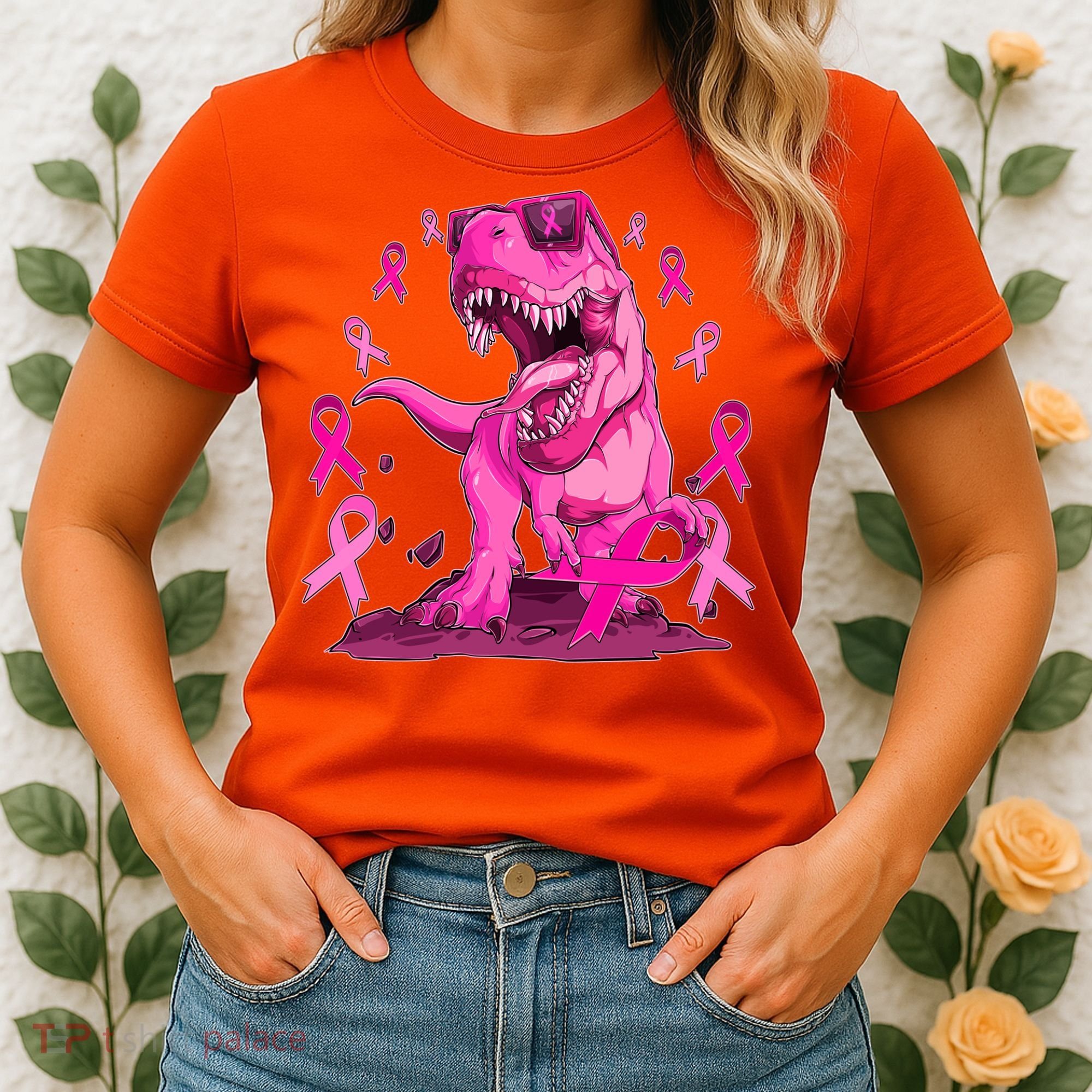 Breast Cancer Awareness Wear Pink Trex Dinosaur Women's T-Shirt