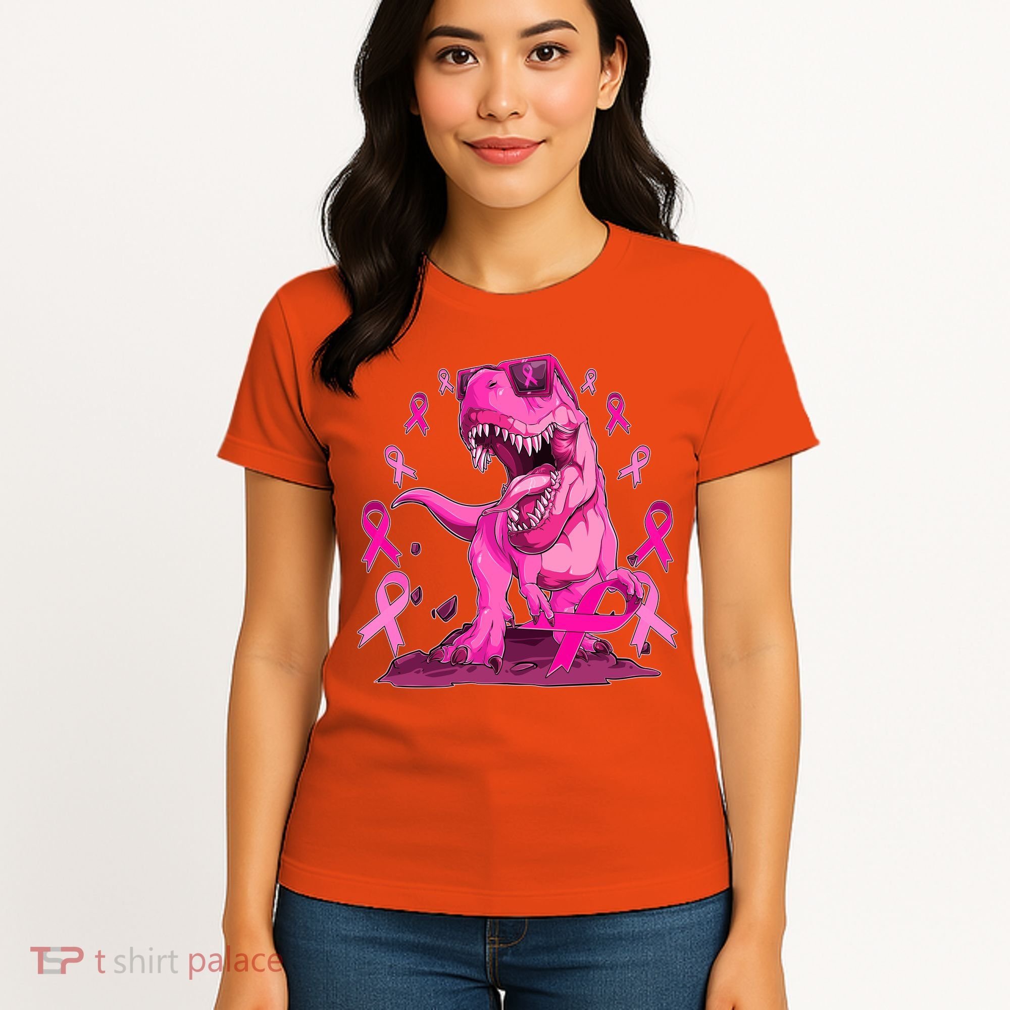 Breast Cancer Awareness Wear Pink Trex Dinosaur Women's T-Shirt