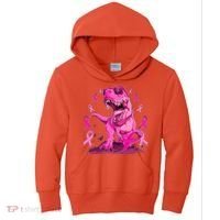 Breast Cancer Awareness Wear Pink Trex Dinosaur Kids Hoodie thumb 0