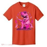 Breast Cancer Awareness Wear Pink Trex Dinosaur Kids T-Shirt thumb 0