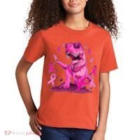 Breast Cancer Awareness Wear Pink Trex Dinosaur Kids T-Shirt thumb 2