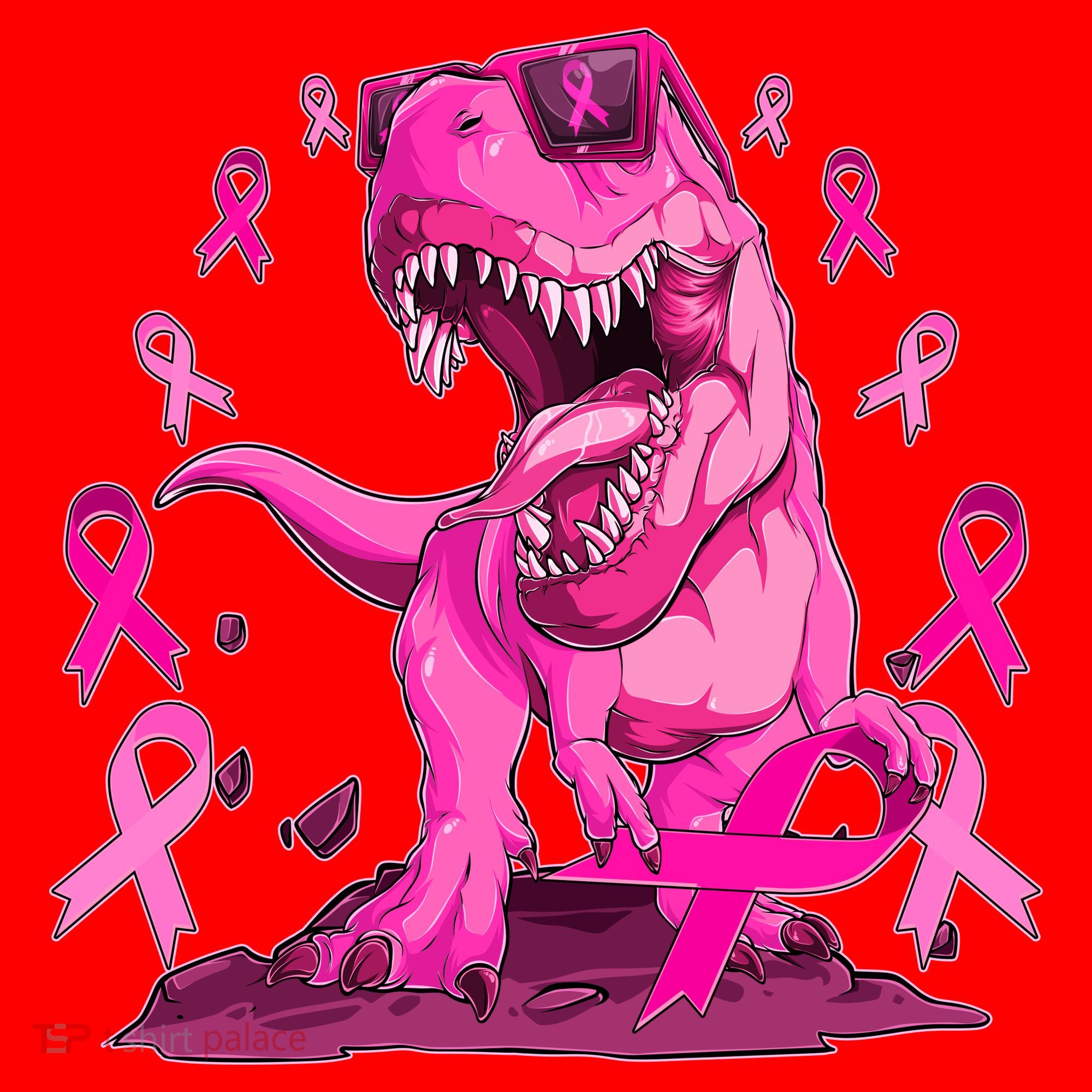 Breast Cancer Awareness Wear Pink Trex Dinosaur Santa Hat