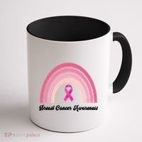Breast Cancer Awareness Pink Rainbow Ribbon Coffee Mug thumb 1