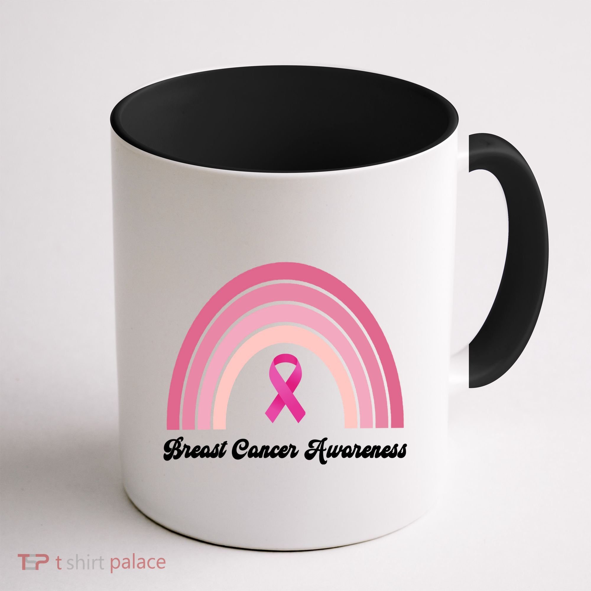 Breast Cancer Awareness Pink Rainbow Ribbon Coffee Mug