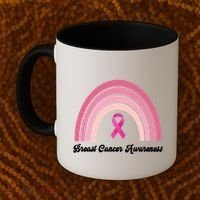 Breast Cancer Awareness Pink Rainbow Ribbon Coffee Mug thumb 2