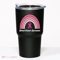 Breast Cancer Awareness Pink Rainbow Ribbon Tumbler thumb 0