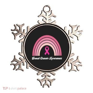 Breast Cancer Awareness Pink Rainbow Ribbon Ornament