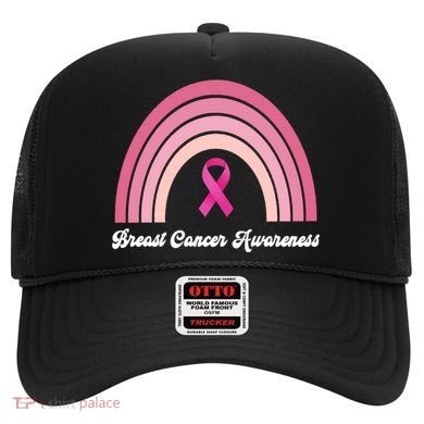 Breast Cancer Awareness Pink Rainbow Ribbon Hat