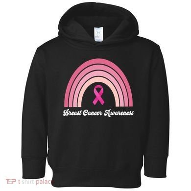 Breast Cancer Awareness Pink Rainbow Ribbon Toddler Hoodie