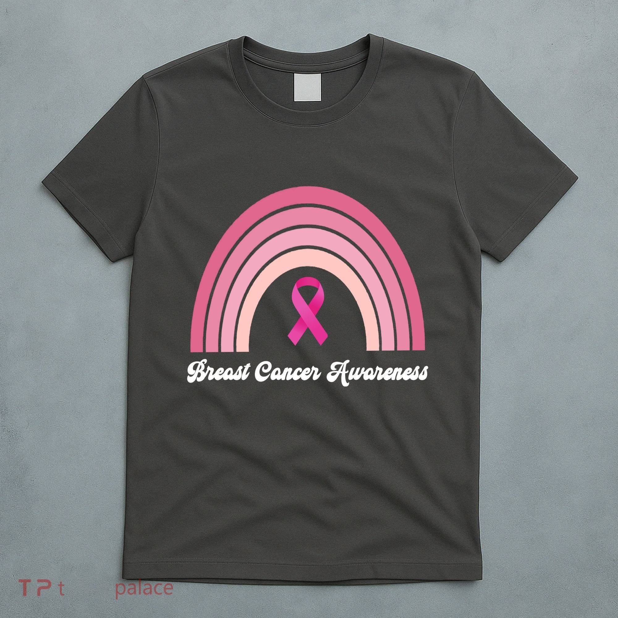 Breast Cancer Awareness Pink Rainbow Ribbon T-Shirt