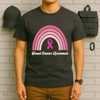 Breast Cancer Awareness Pink Rainbow Ribbon T-Shirt thumb 6