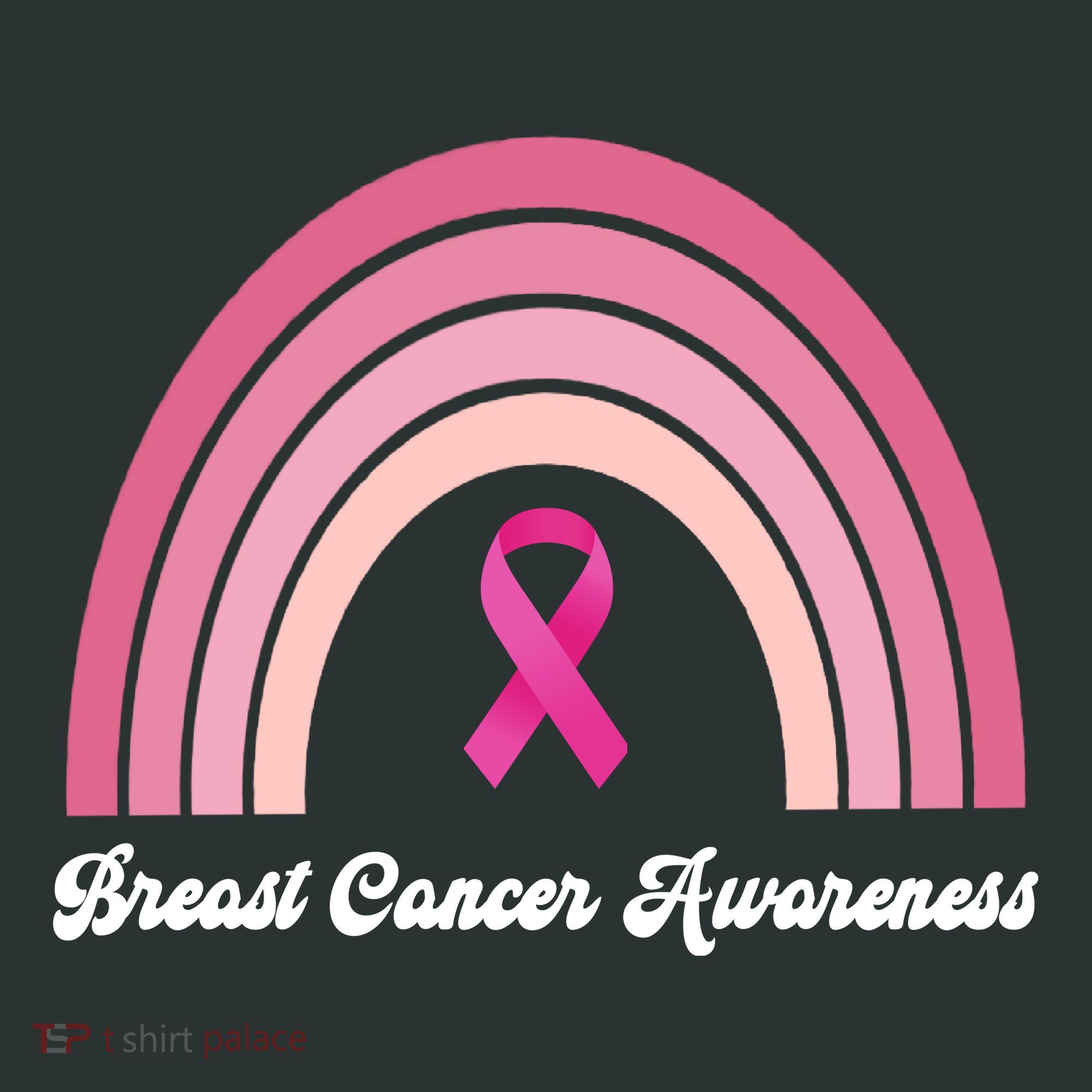 Breast Cancer Awareness Pink Rainbow Ribbon T-Shirt