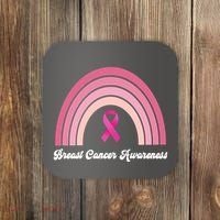 Breast Cancer Awareness Pink Rainbow Ribbon Coaster thumb 0